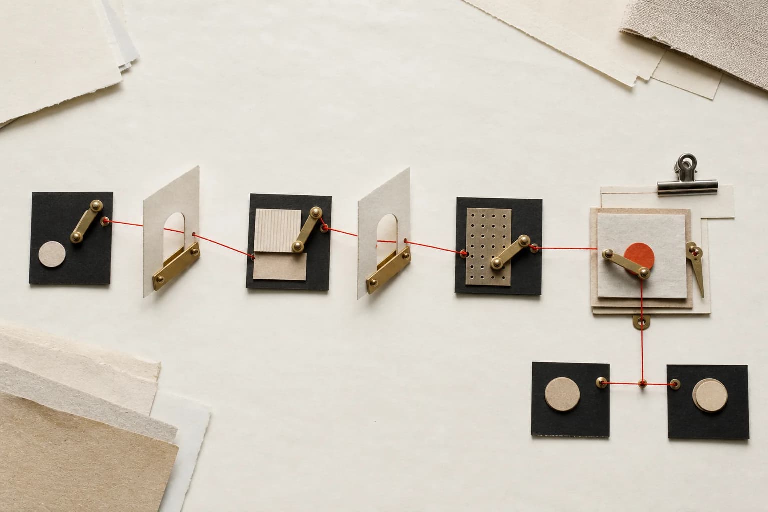 Tactile paper and metal editorial artwork for AI Agents for Business in 2026: What to Automate First