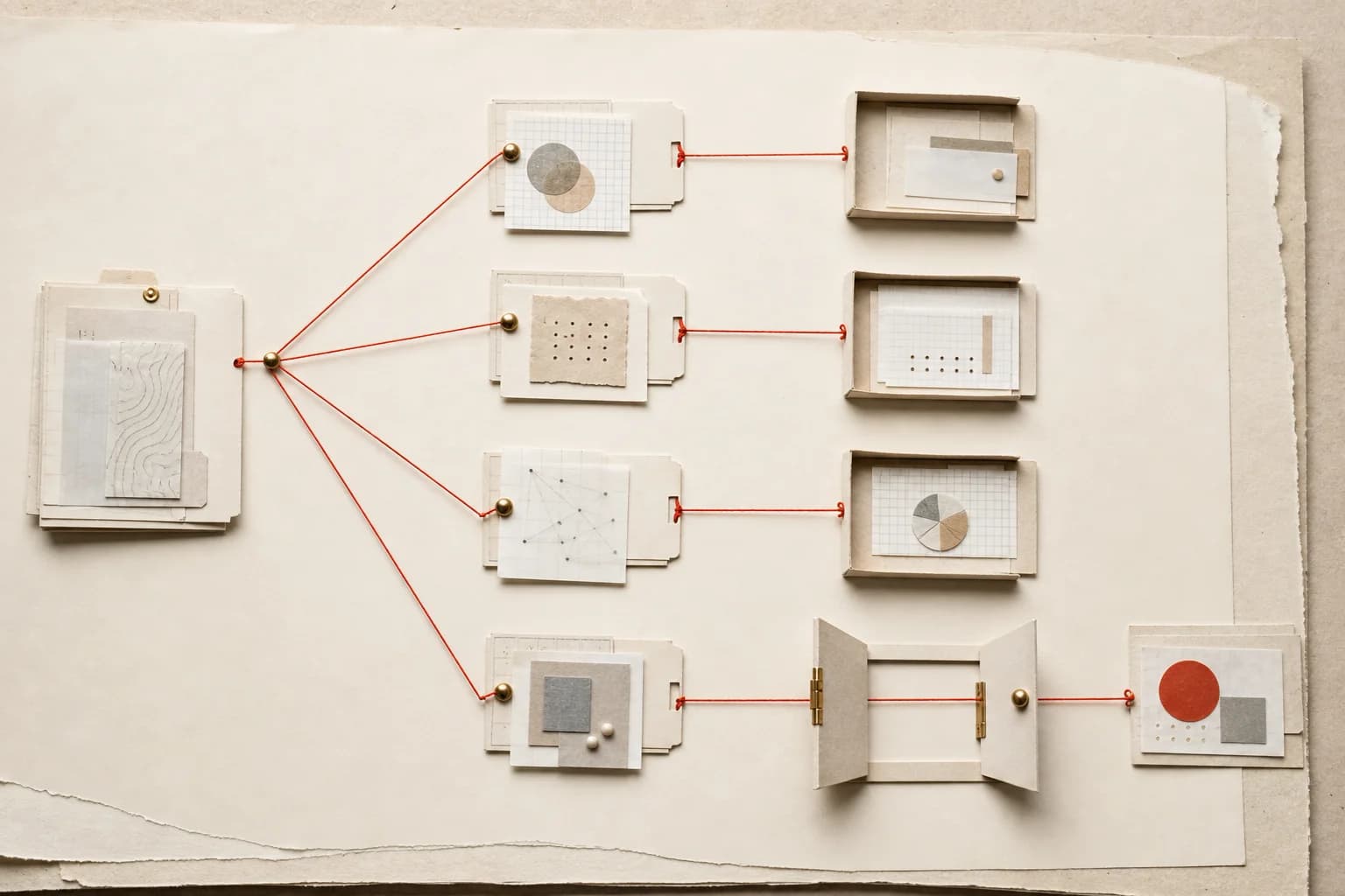 Tactile paper and metal editorial artwork for AI Customer Service: A Production Implementation Guide